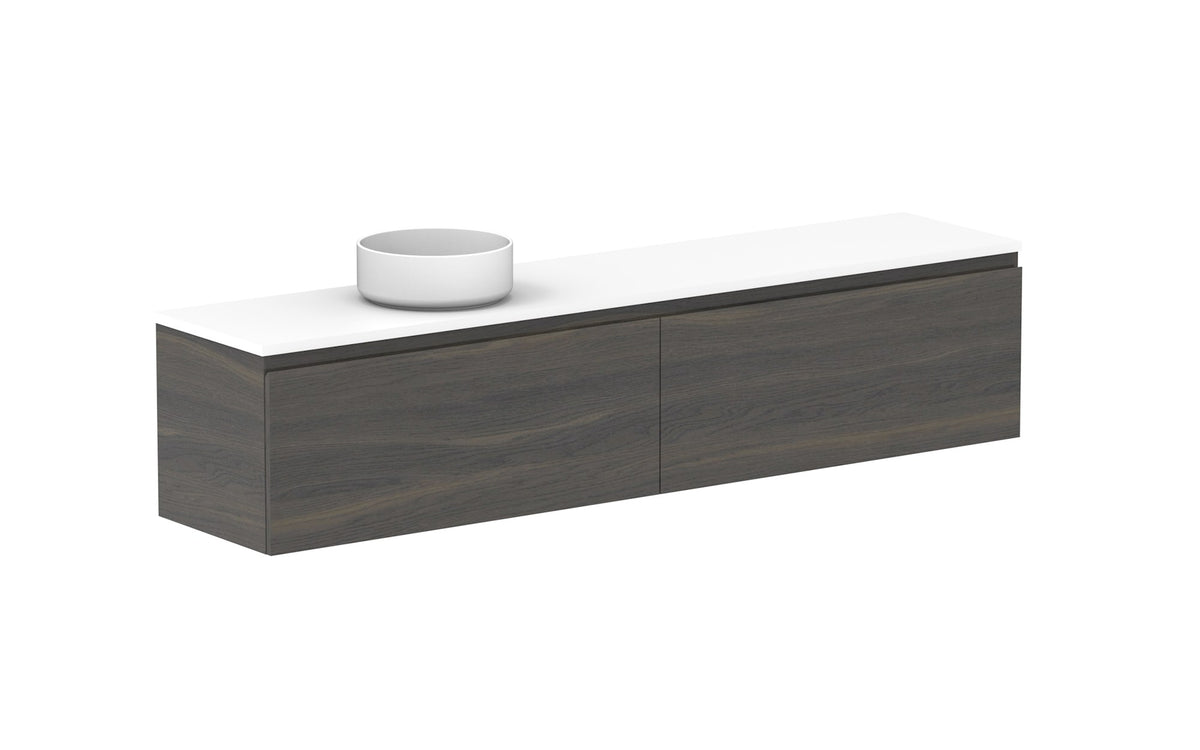 ADP Glacier Ensuite All-Drawer Slim Wall Hung Vanity 1800mm left offset bowl, benchtop