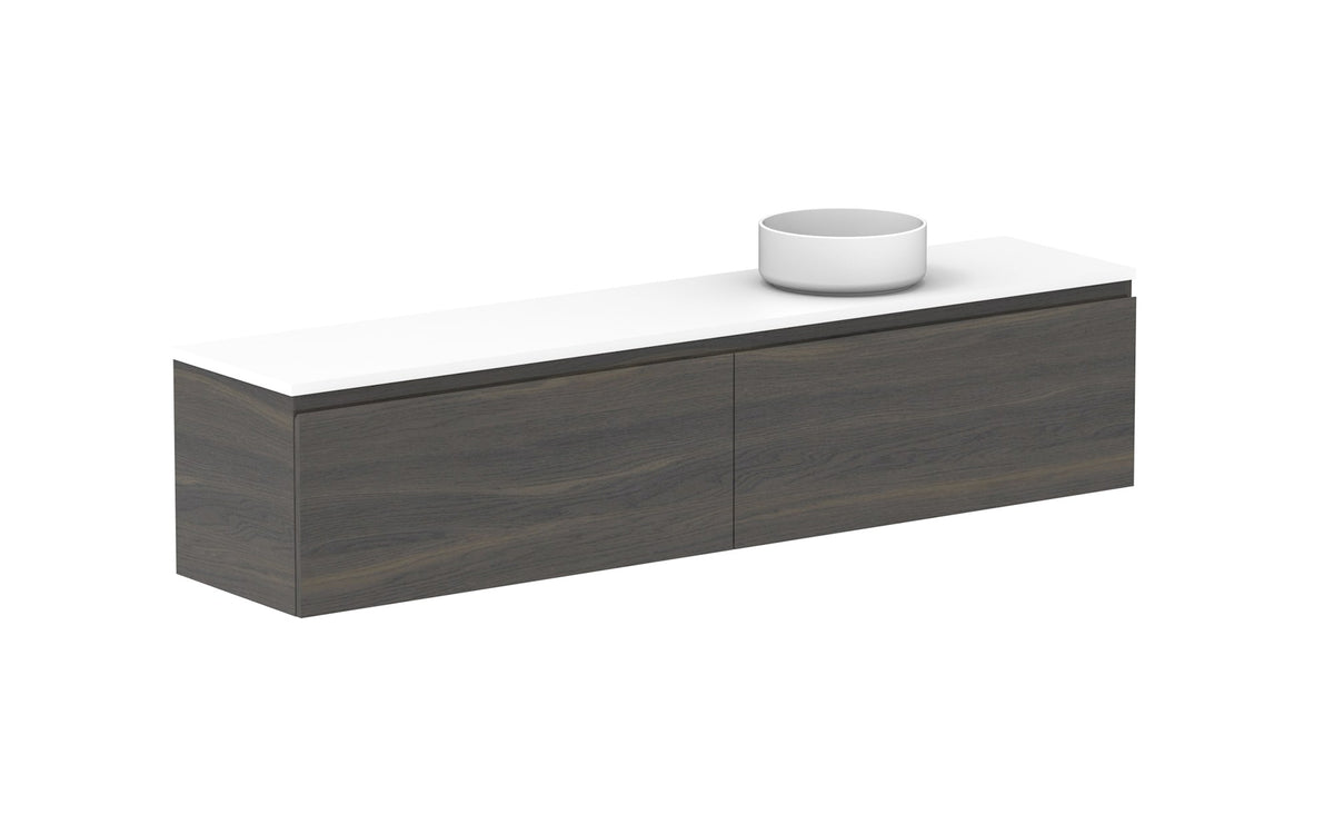 ADP Glacier Ensuite All-Drawer Slim Wall Hung Vanity 1800mm right offset bowl, benchtop