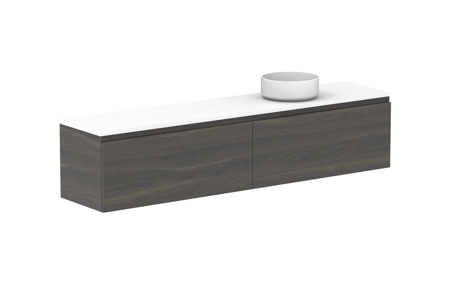 ADP Glacier Ensuite All-Drawer Slim Wall Hung Vanity 1800mm right offset bowl, benchtop