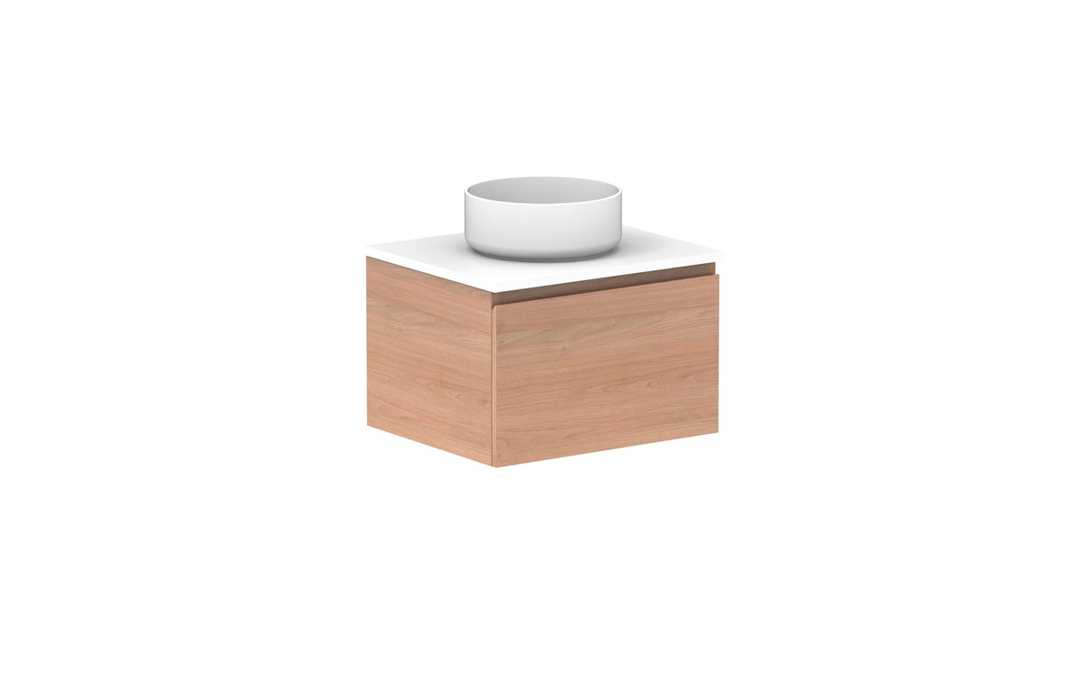 ADP Glacier Full Depth All-Drawer Slim Wall Hung Vanity 600mm centre bowl, benchtop