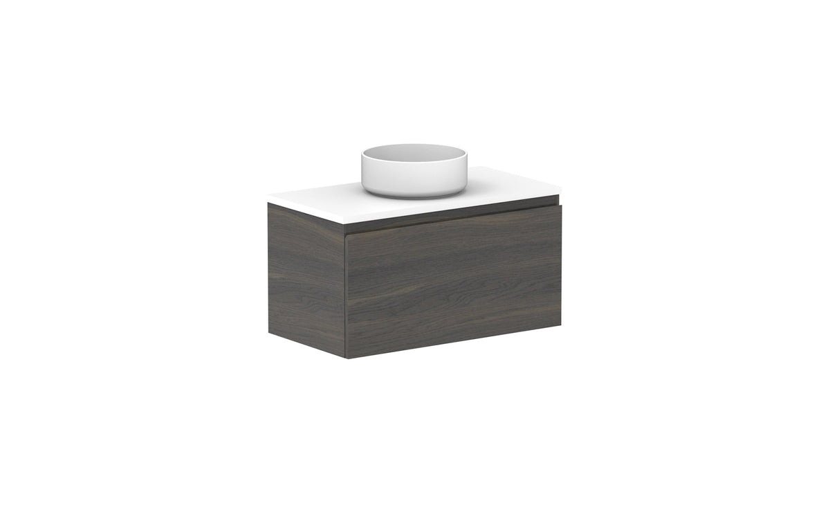 ADP Glacier Ensuite All-Drawer Slim Wall Hung Vanity 750mm centre bowl, benchtop