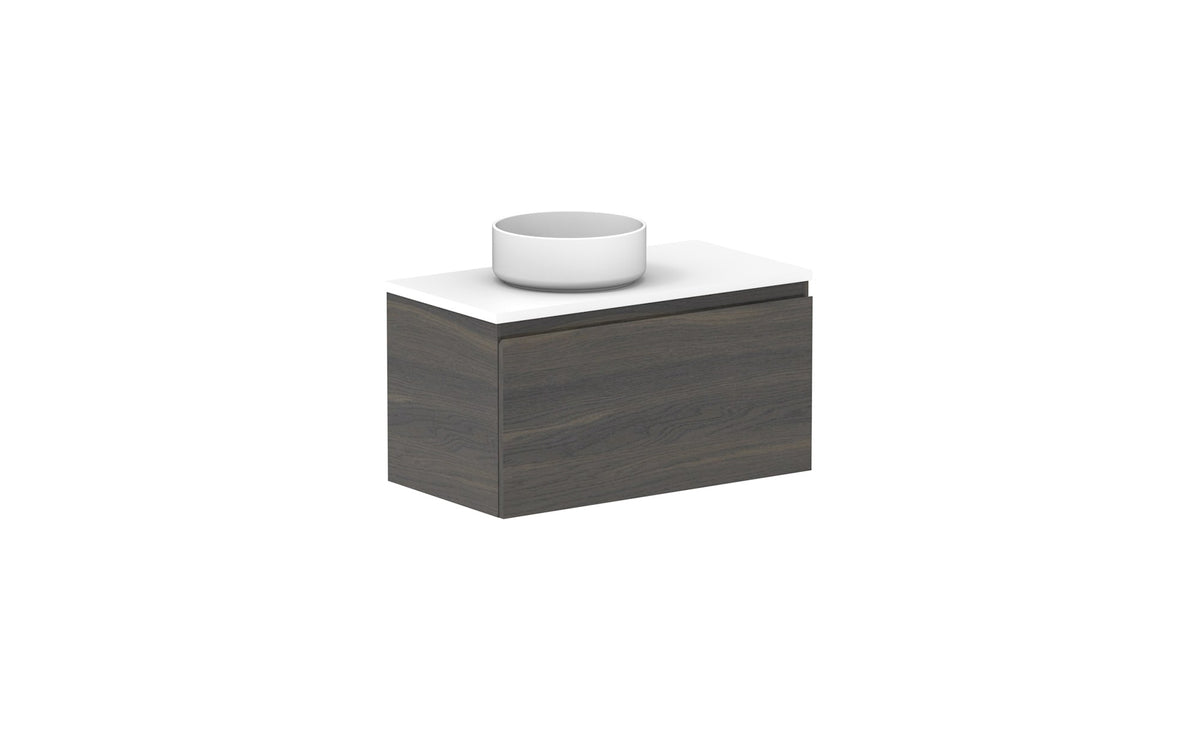 ADP Glacier Ensuite All-Drawer Slim Wall Hung Vanity 750mm left offset bowl, benchtop