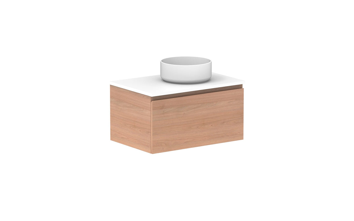 ADP Glacier Full Depth All-Drawer Slim Wall Hung Vanity 750mm right offset bowl, benchtop