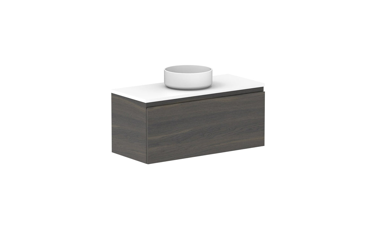 ADP Glacier Ensuite All-Drawer Slim Wall Hung Vanity 900mm centre bowl, benchtop