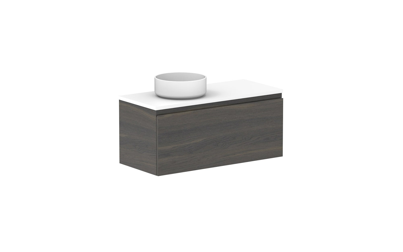 ADP Glacier Ensuite All-Drawer Slim Wall Hung Vanity 900mm left offset bowl, benchtop