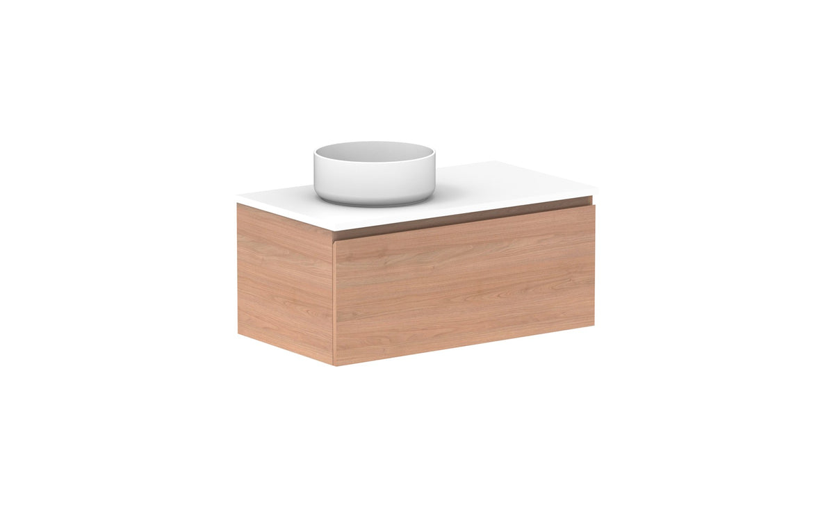 ADP Glacier Full Depth All-Drawer Slim Wall Hung Vanity 900mm left offset bowl, benchtop