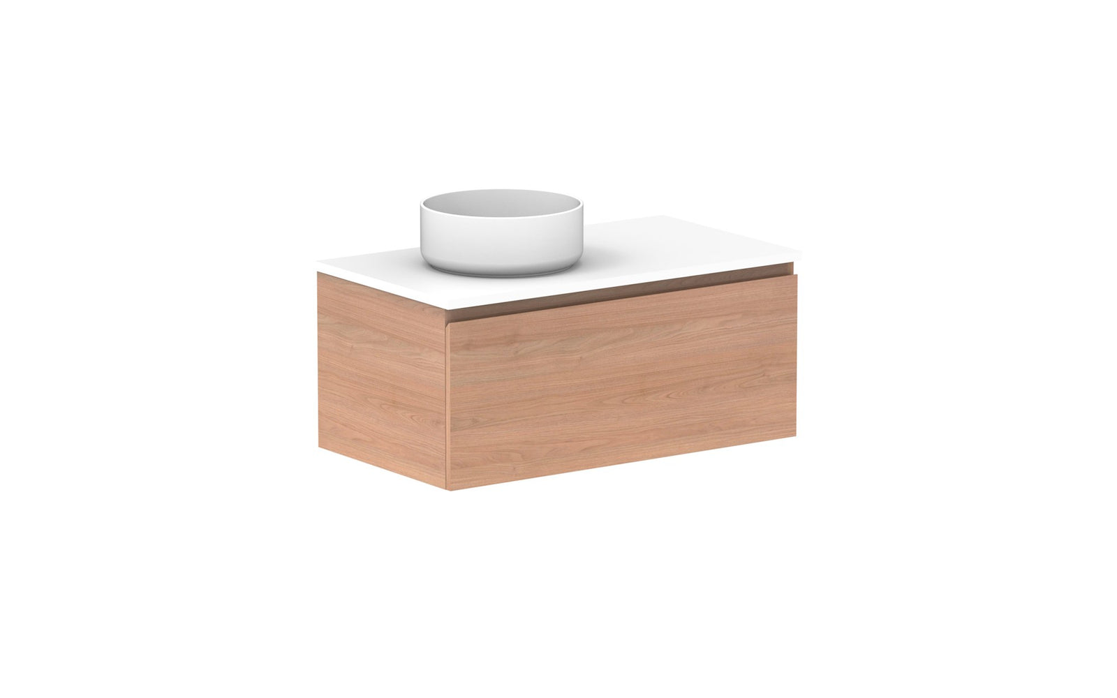 ADP Glacier Full Depth All-Drawer Slim Wall Hung Vanity 900mm left offset bowl, benchtop
