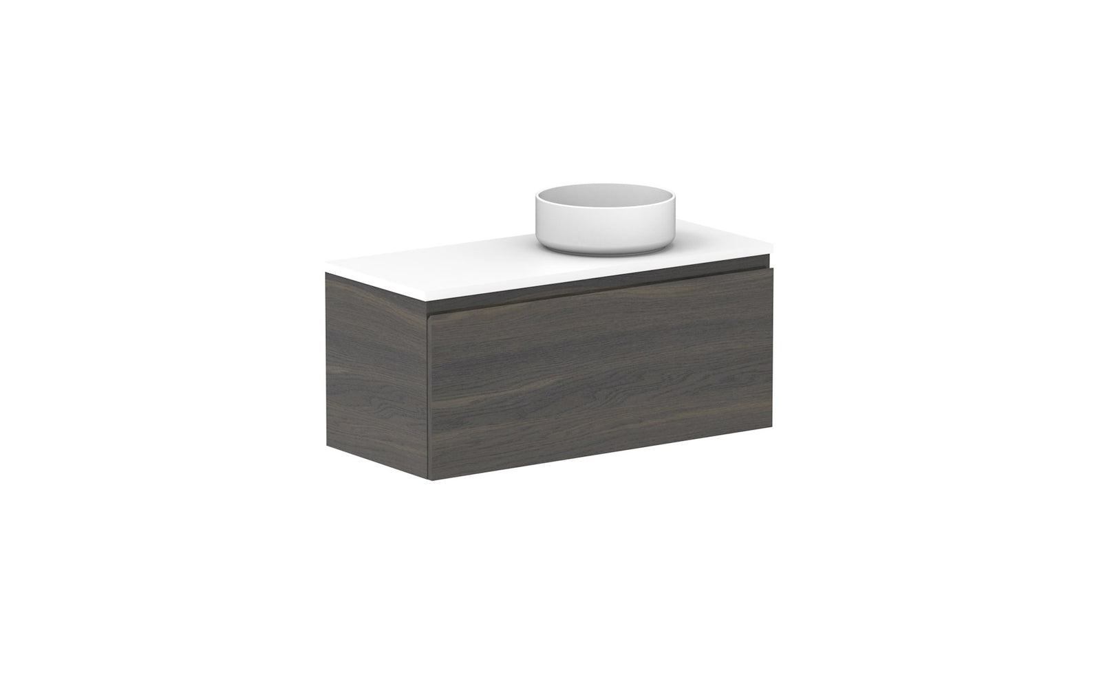 ADP Glacier Ensuite All-Drawer Slim Wall Hung Vanity 900mm right offset bowl, benchtop