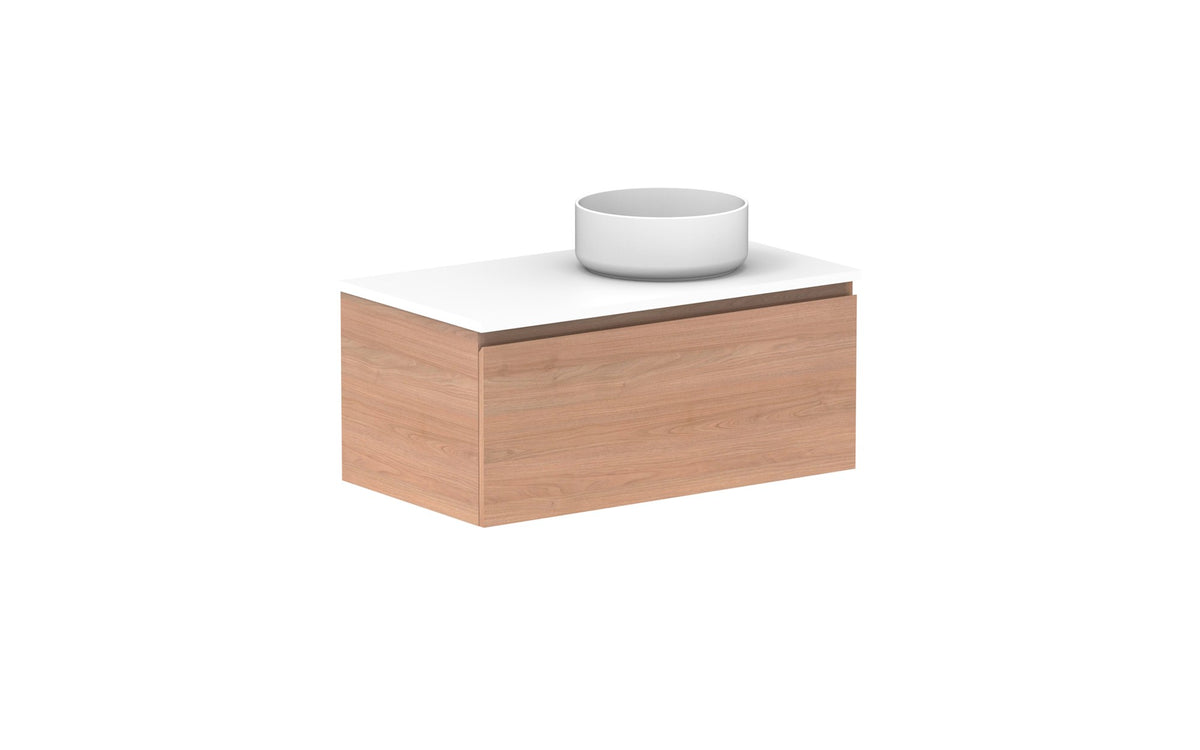 ADP Glacier Full Depth All-Drawer Slim Wall Hung Vanity 900mm right offset bowl, benchtop