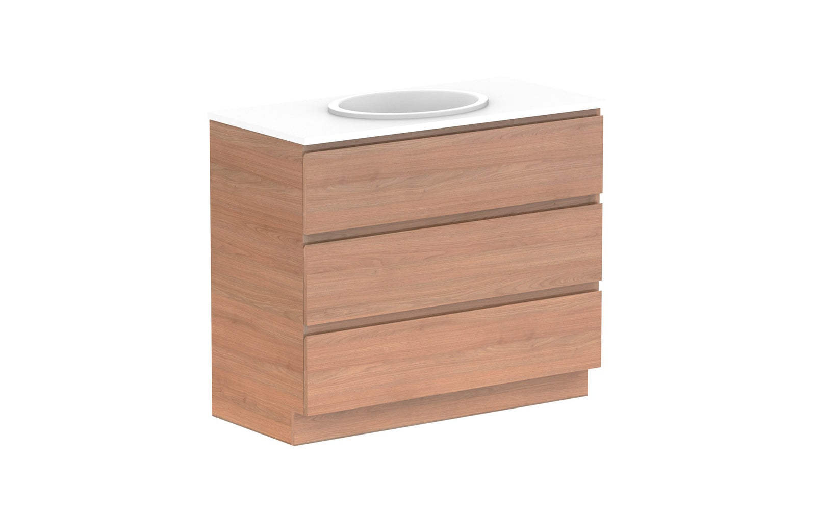 ADP Glacier Full Depth All-Drawer Trio Floor Mount Vanity 1050mm centre bowl, benchtop