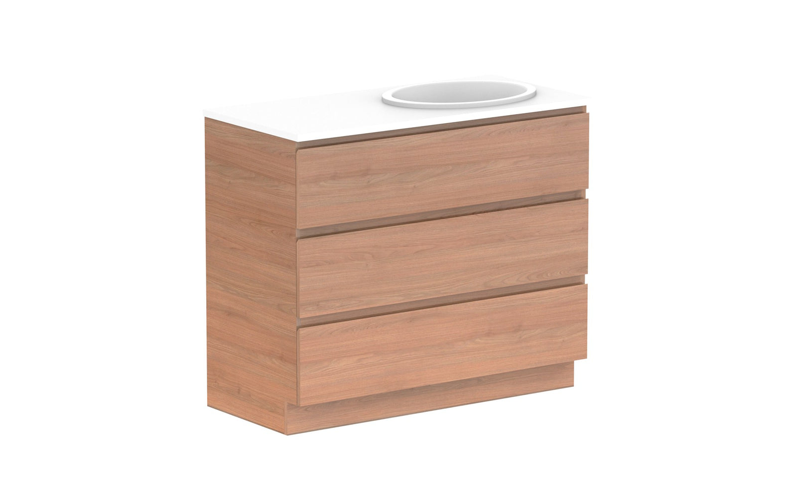 ADP Glacier Full Depth All-Drawer Trio Floor Mount Vanity 1050mm right offset bowl, benchtop