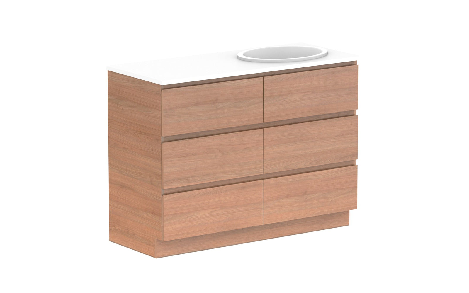 ADP Glacier Full Depth All-Drawer Trio Floor Mount Vanity 1200mm right offset bowl, benchtop
