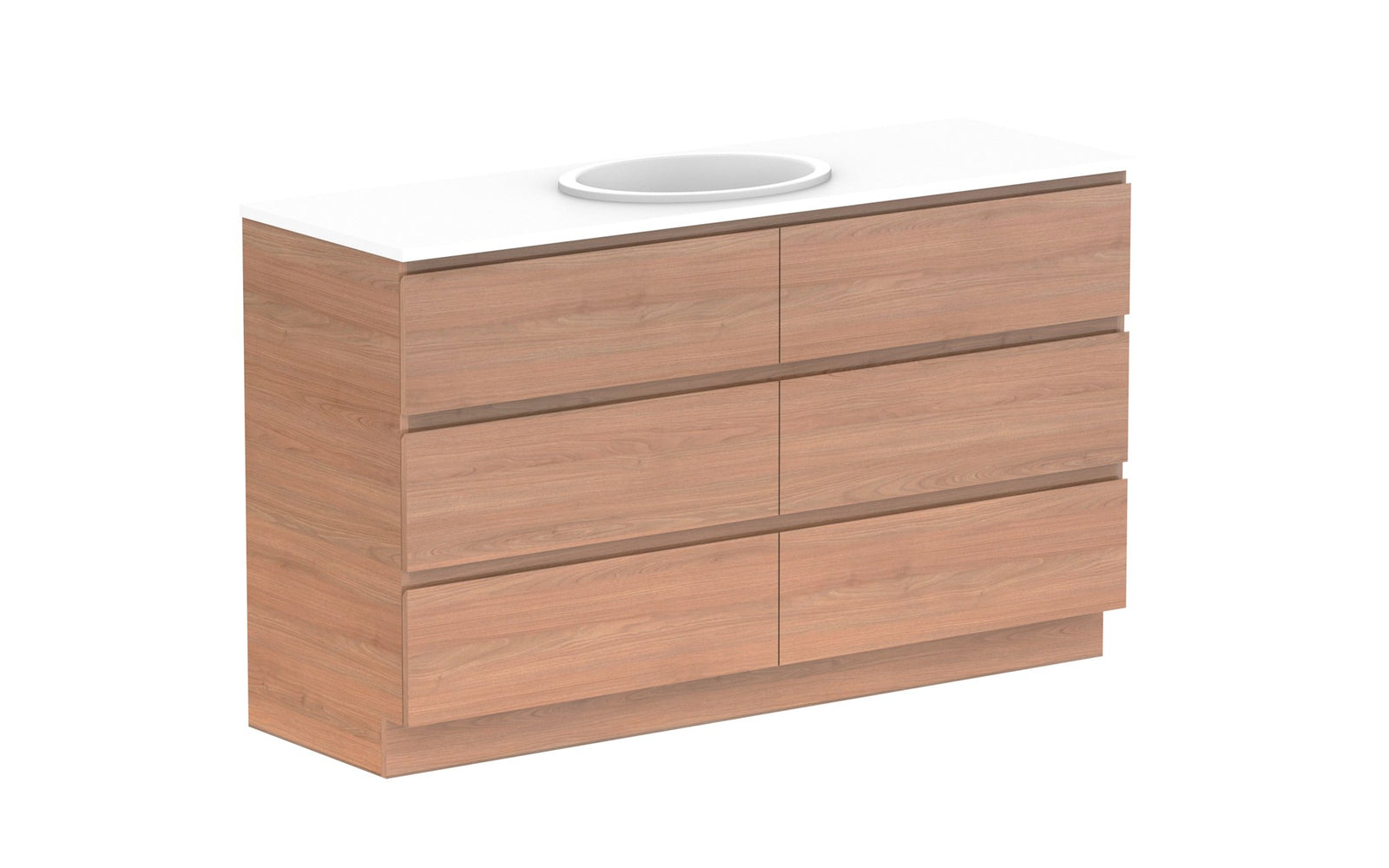 ADP Glacier Full Depth All-Drawer Trio Floor Mount Vanity 1500mm centre bowl, benchtop