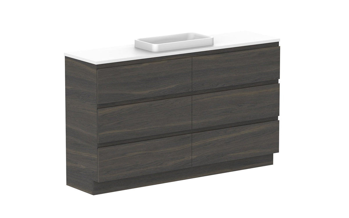 ADP Glacier Ensuite All-Drawer Trio Floor Mount Vanity 1500mm centre bowl, benchtop