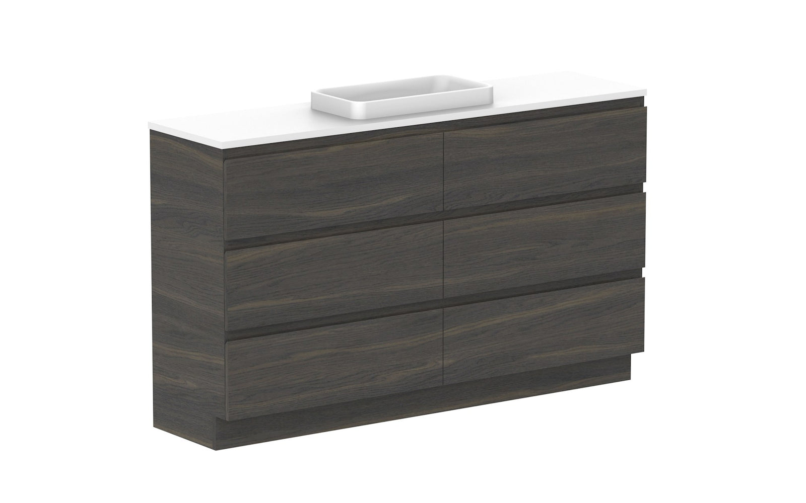 ADP Glacier Ensuite All-Drawer Trio Floor Mount Vanity 1500mm centre bowl, benchtop