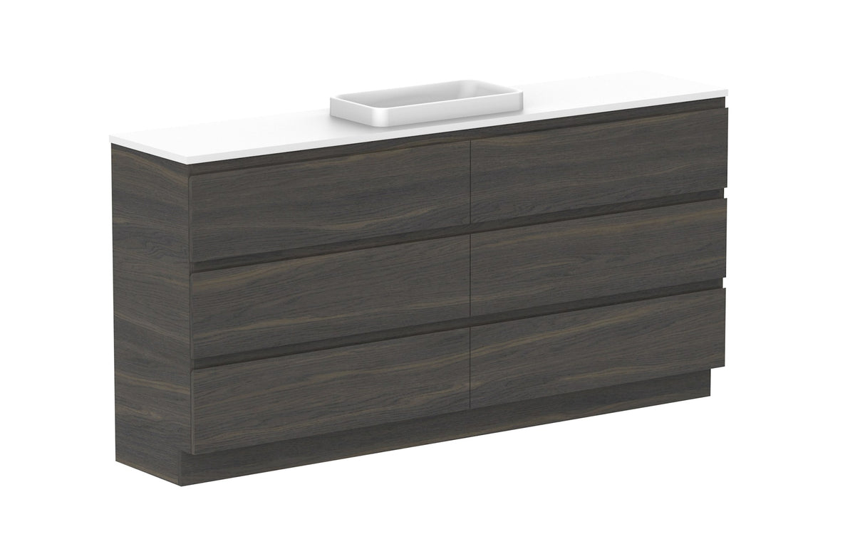 ADP Glacier Ensuite All-Drawer Trio Floor Mount Vanity 1800mm centre bowl, benchtop