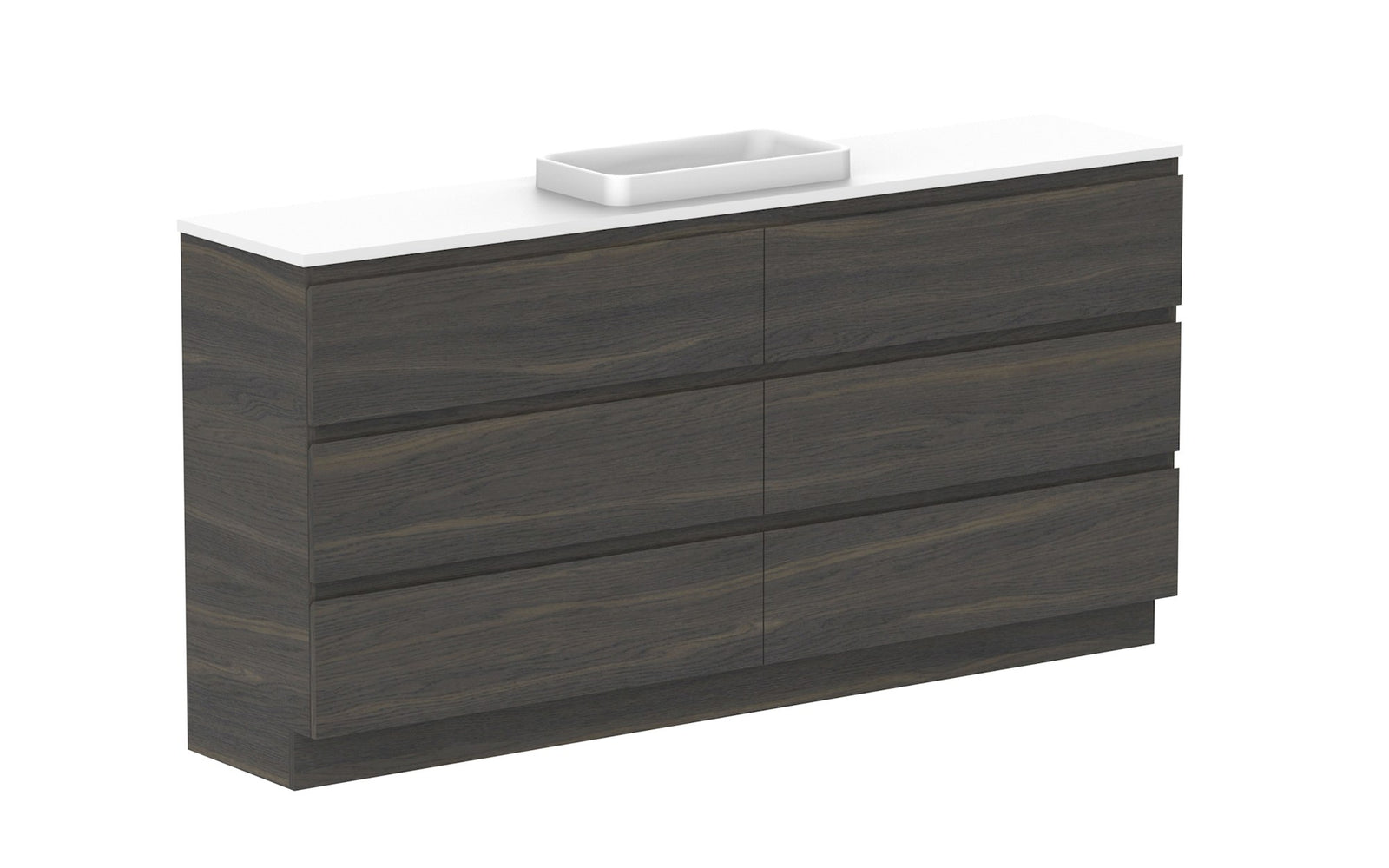ADP Glacier Ensuite All-Drawer Trio Floor Mount Vanity 1800mm centre bowl, benchtop
