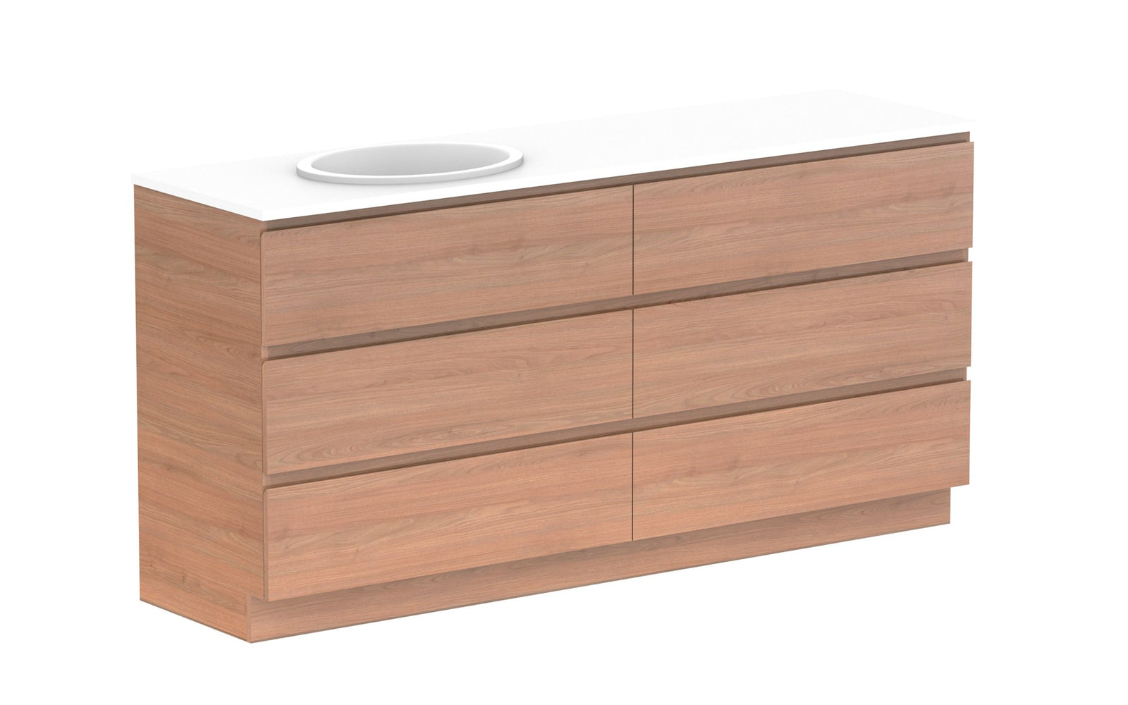 ADP Glacier Full Depth All-Drawer Trio Floor Mount Vanity 1800mm left offset bowl, benchtop