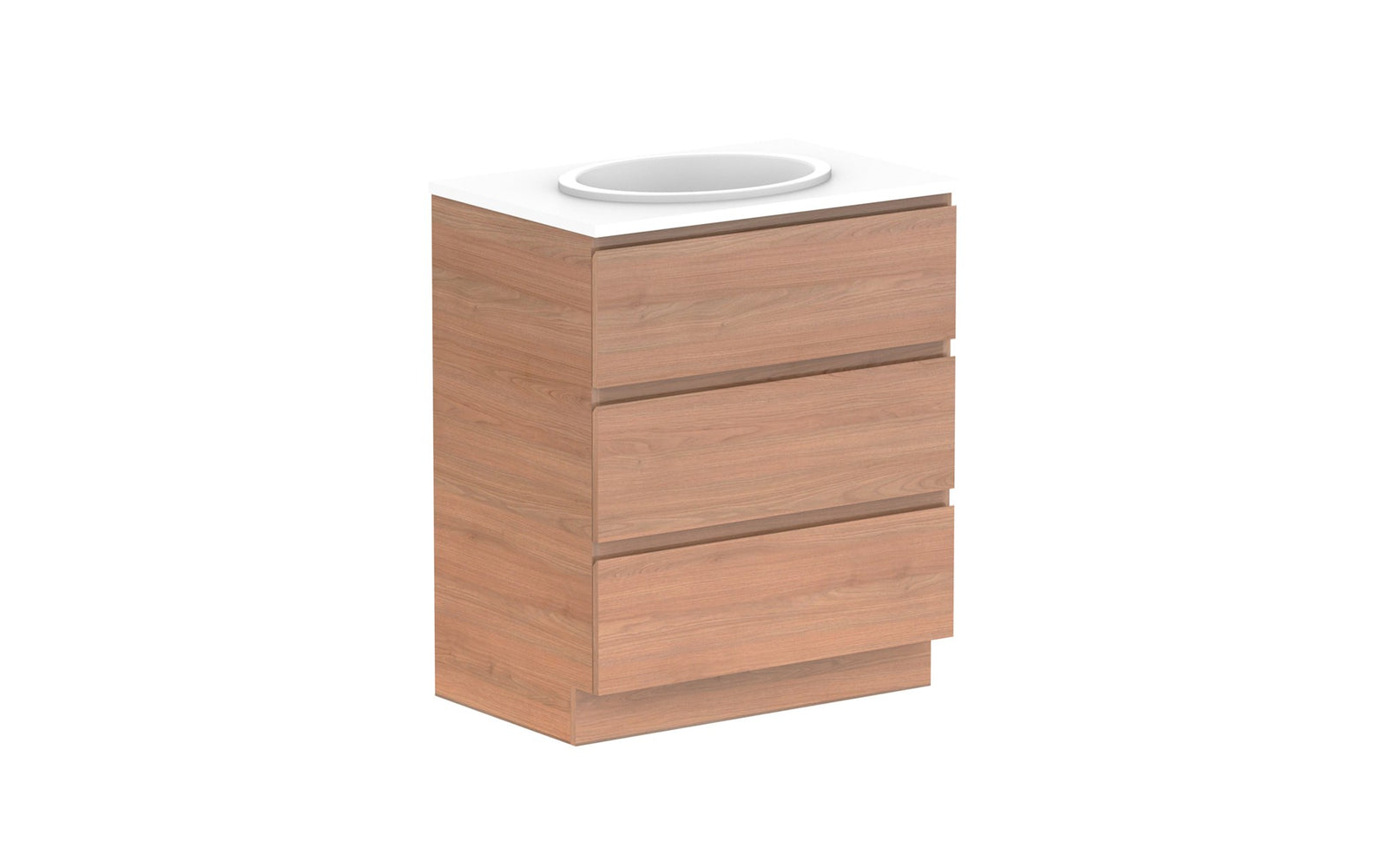 ADP Glacier Full Depth All-Drawer Trio Floor Mount Vanity 750mm centre bowl, benchtop