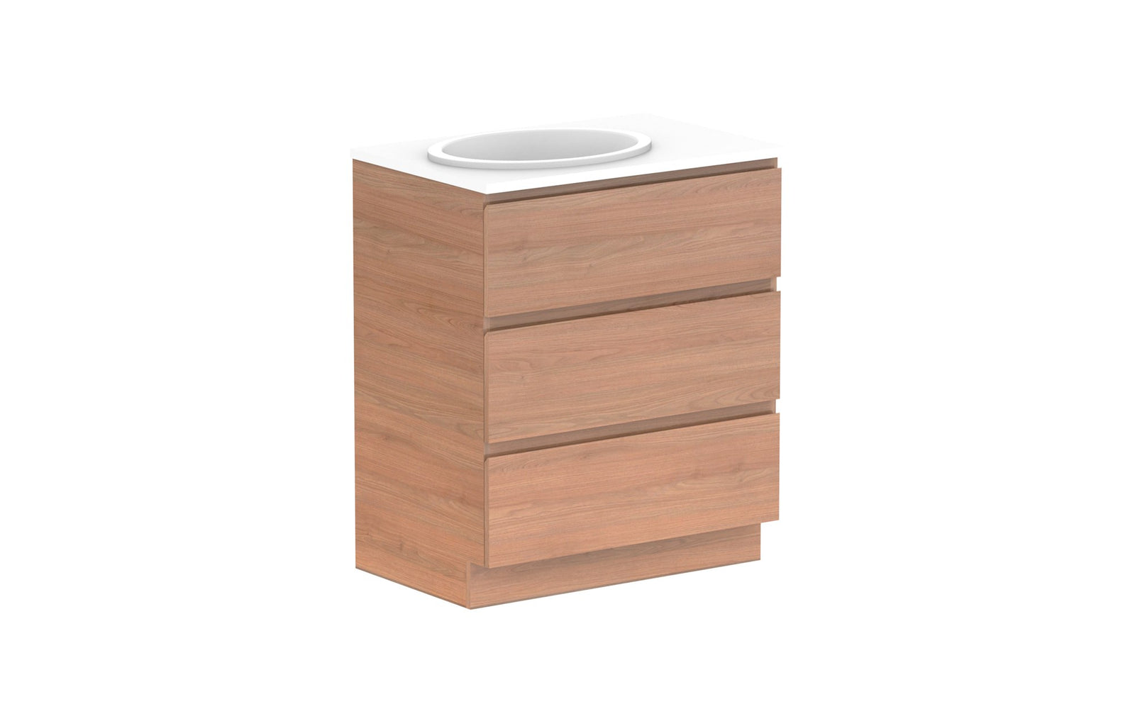 ADP Glacier Full Depth All-Drawer Trio Floor Mount Vanity 750mm left offset bowl, benchtop