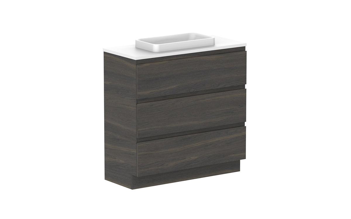 ADP Glacier Ensuite All-Drawer Trio Floor Mount Vanity 900mm centre bowl, benchtop