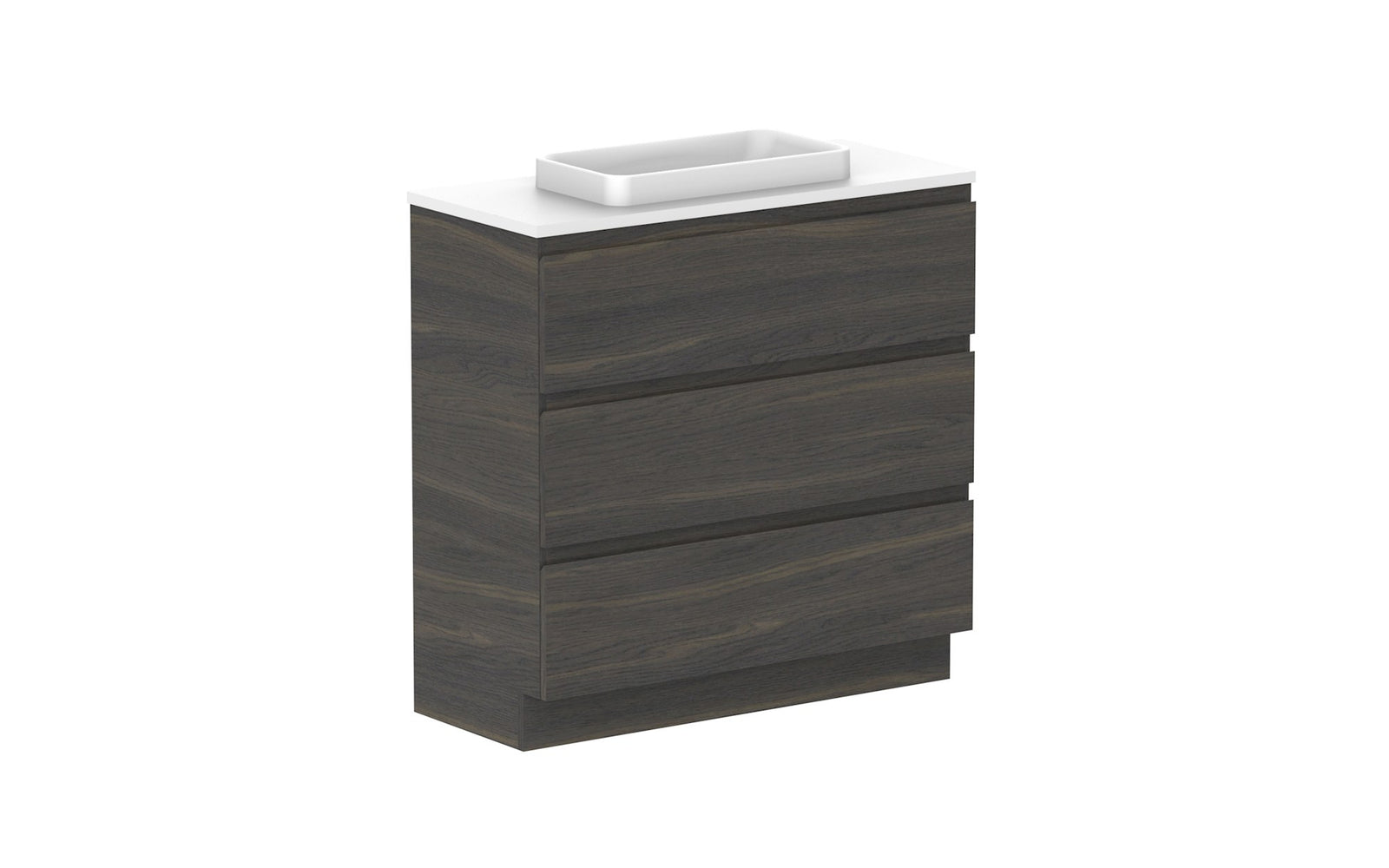 ADP Glacier Ensuite All-Drawer Trio Floor Mount Vanity 900mm centre bowl, benchtop
