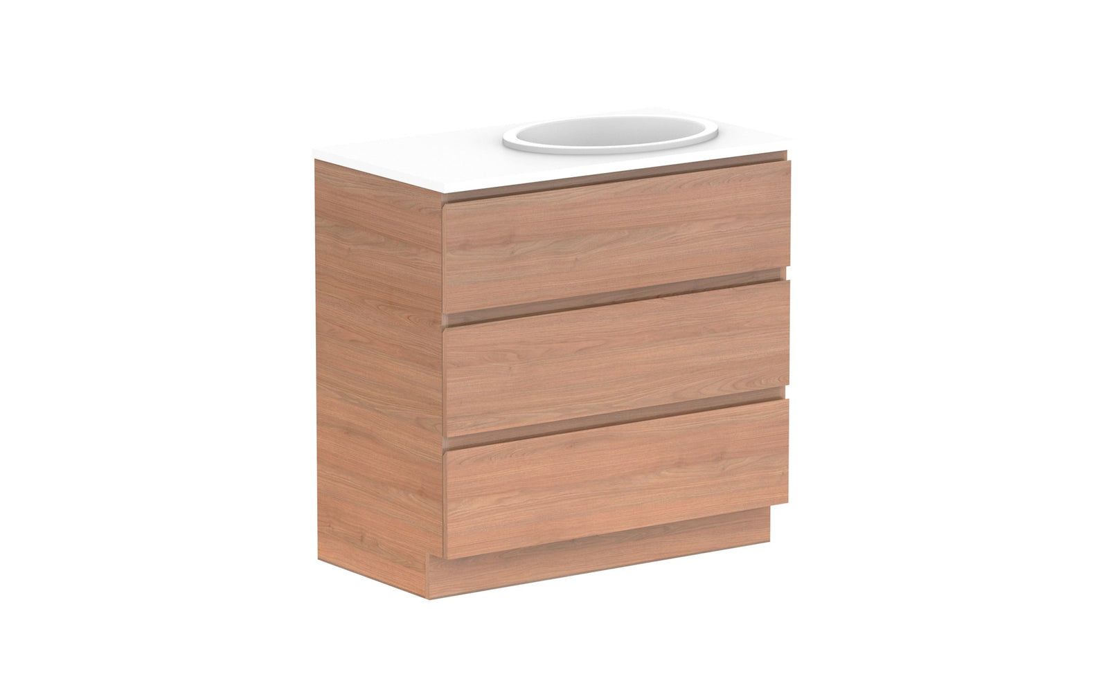 ADP Glacier Full Depth All-Drawer Trio Floor Mount Vanity 900mm right offset bowl, benchtop