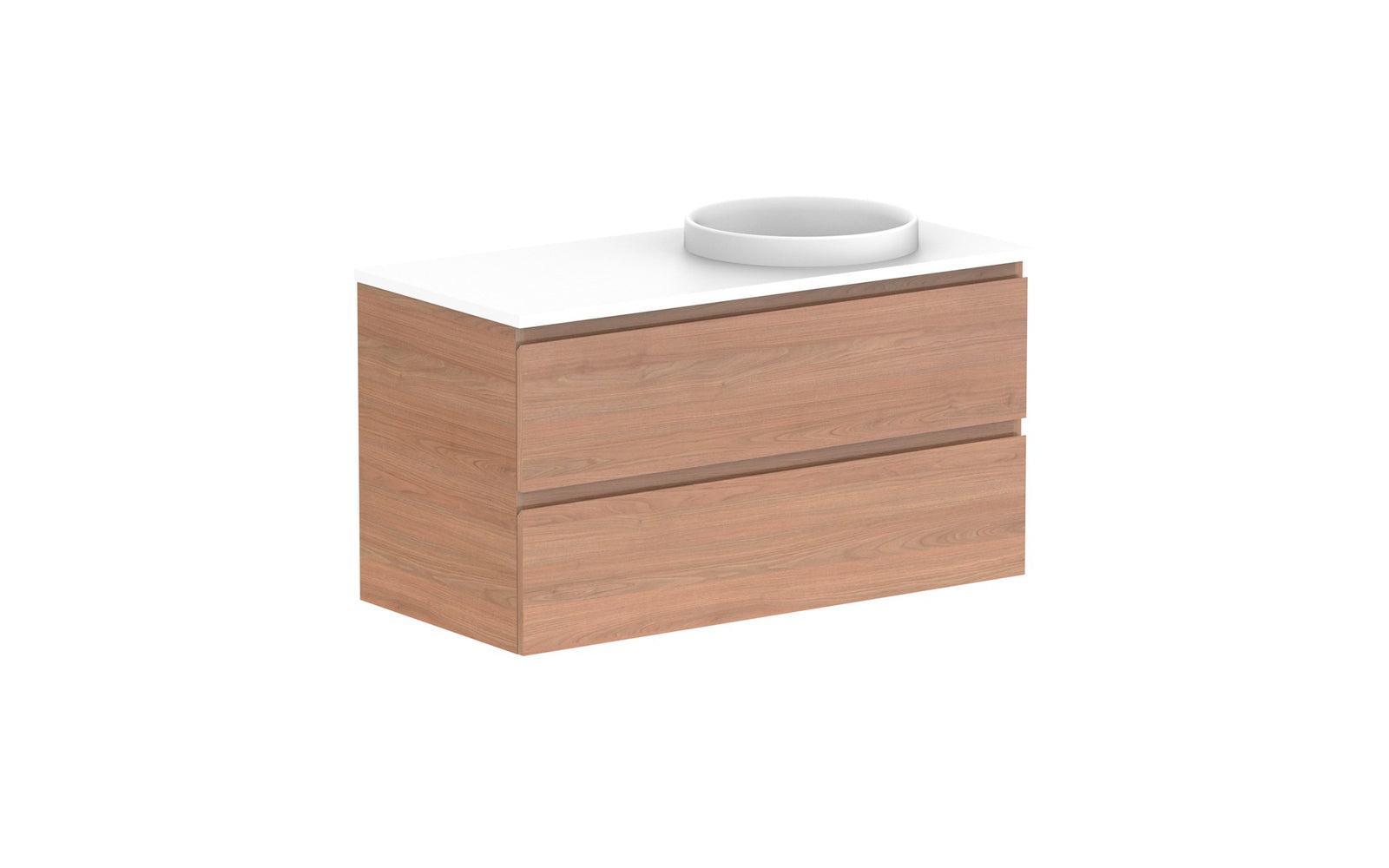 ADP Glacier Full Depth All-Drawer Twin Wall Hung Vanity 1050mm right offset bowl, benchtop