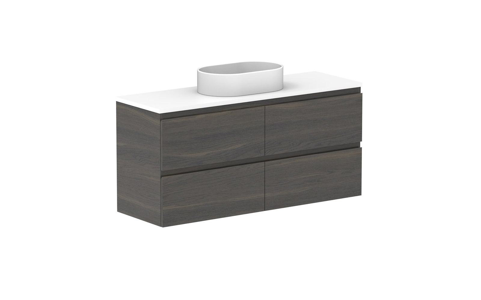 ADP Glacier Ensuite All-Drawer Twin Wall Hung Vanity 1200mm centre bowl, benchtop