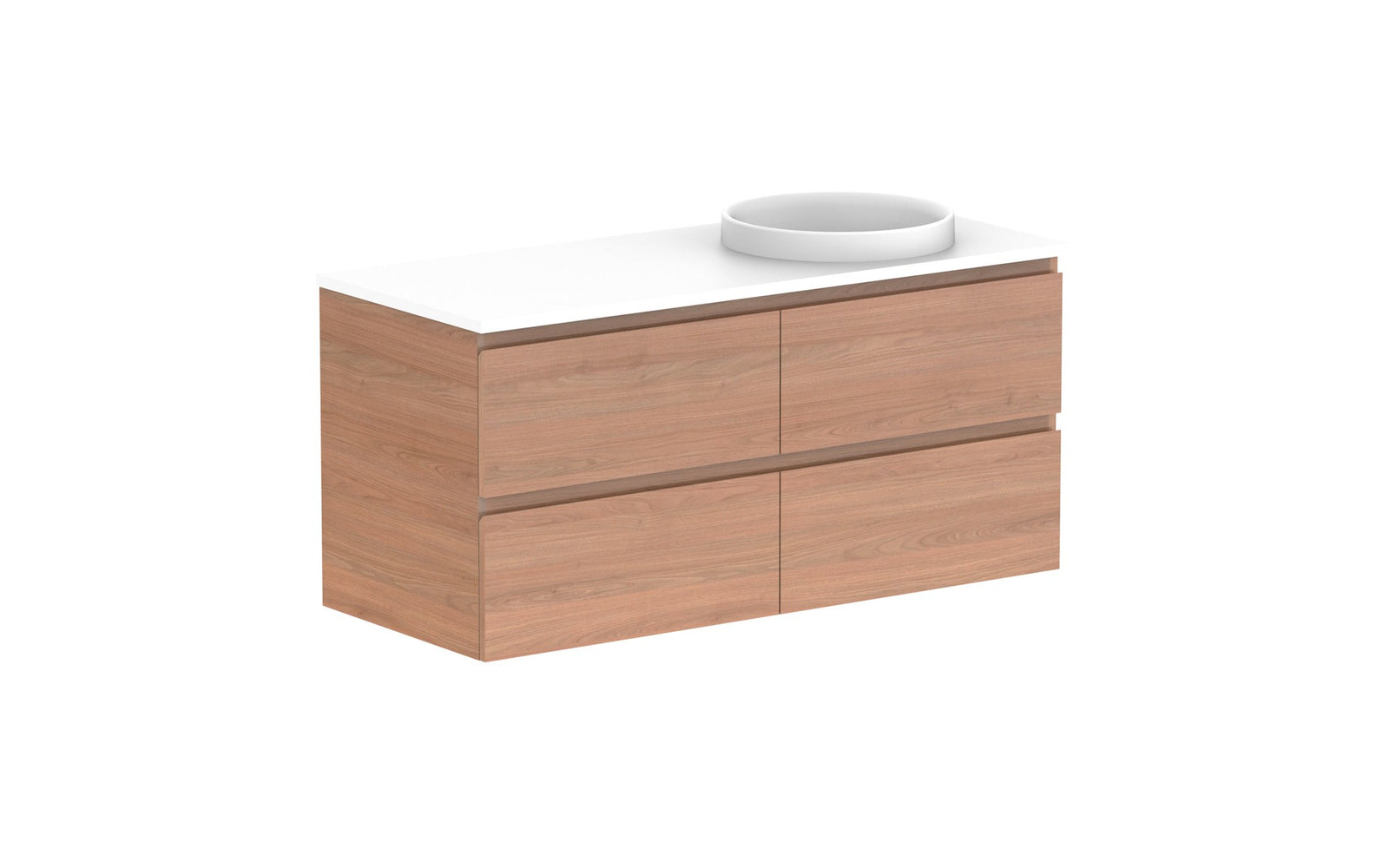 ADP Glacier Full Depth All-Drawer Twin Wall Hung Vanity 1200mm right offset bowl, benchtop