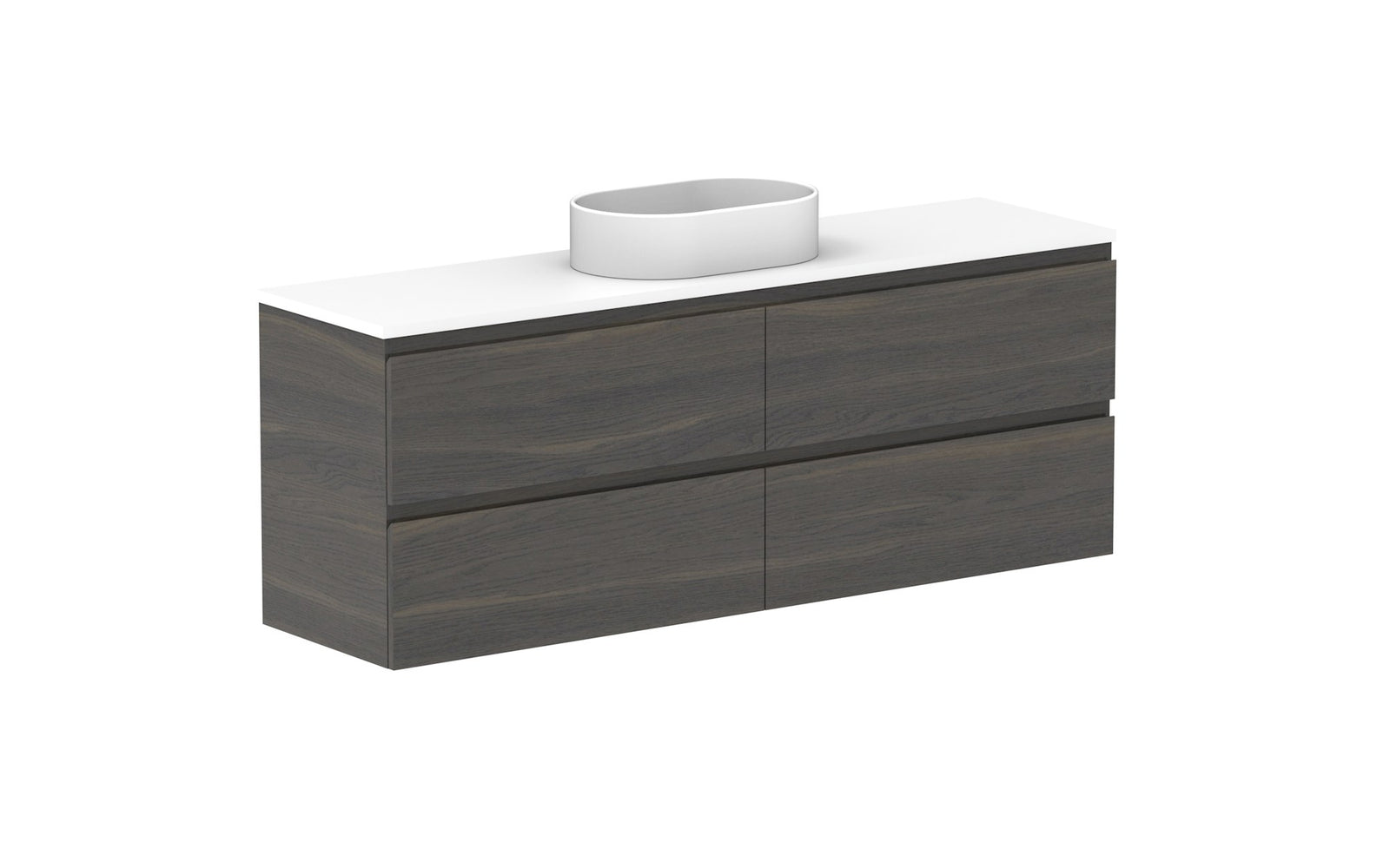 ADP Glacier Ensuite All-Drawer Twin Wall Hung Vanity 1500mm centre bowl, benchtop