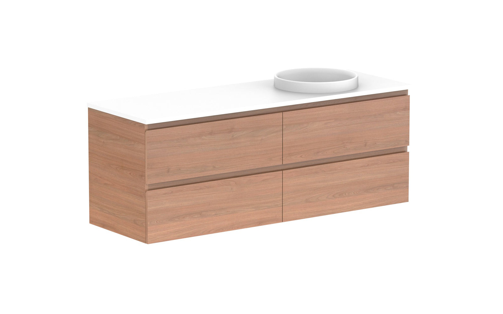 ADP Glacier Full Depth All-Drawer Twin Wall Hung Vanity 1500mm right offset bowl, benchtop