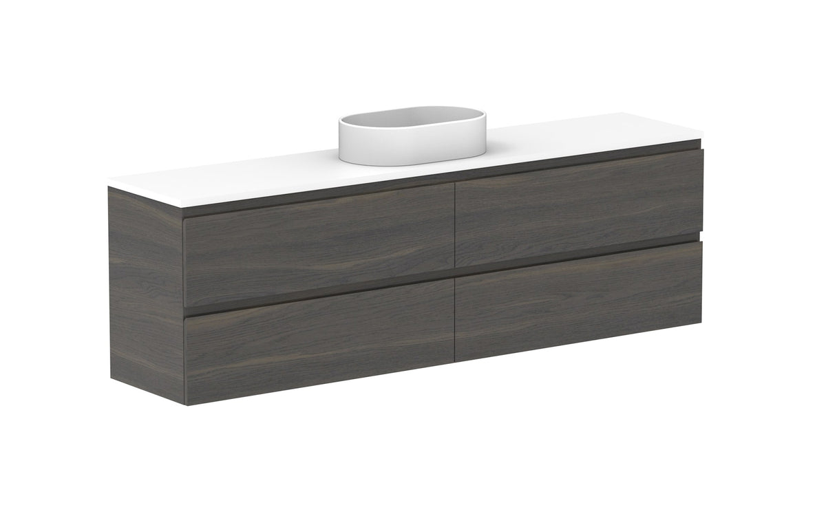 ADP Glacier Ensuite All-Drawer Twin Wall Hung Vanity 1800mm centre bowl, benchtop
