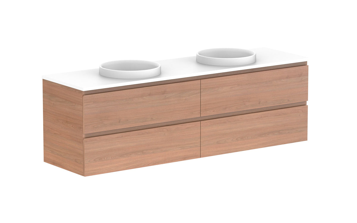 ADP Glacier Full Depth All-Drawer Twin Wall Hung Vanity 1800mm double bowl, benchtop