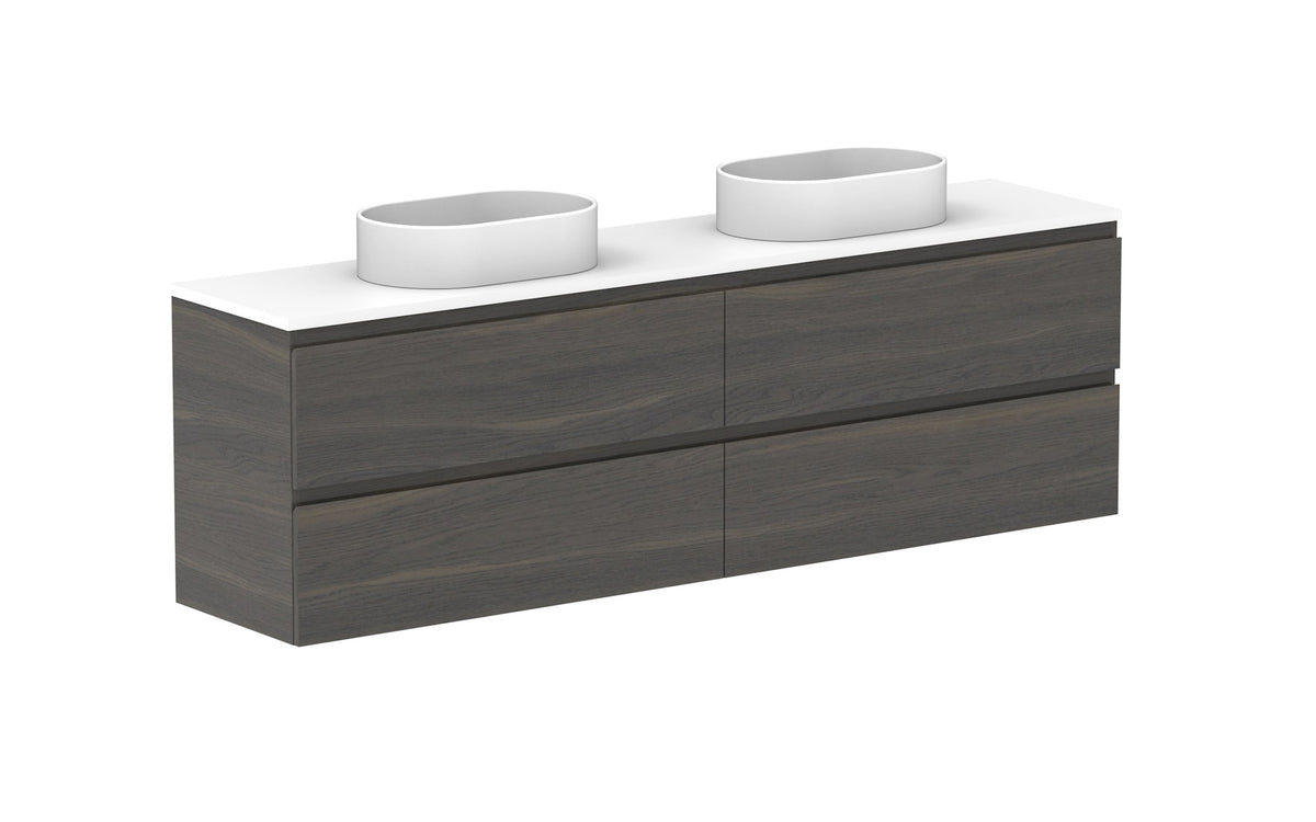 ADP Glacier Ensuite All-Drawer Twin Wall Hung Vanity 1800mm double bowl, benchtop