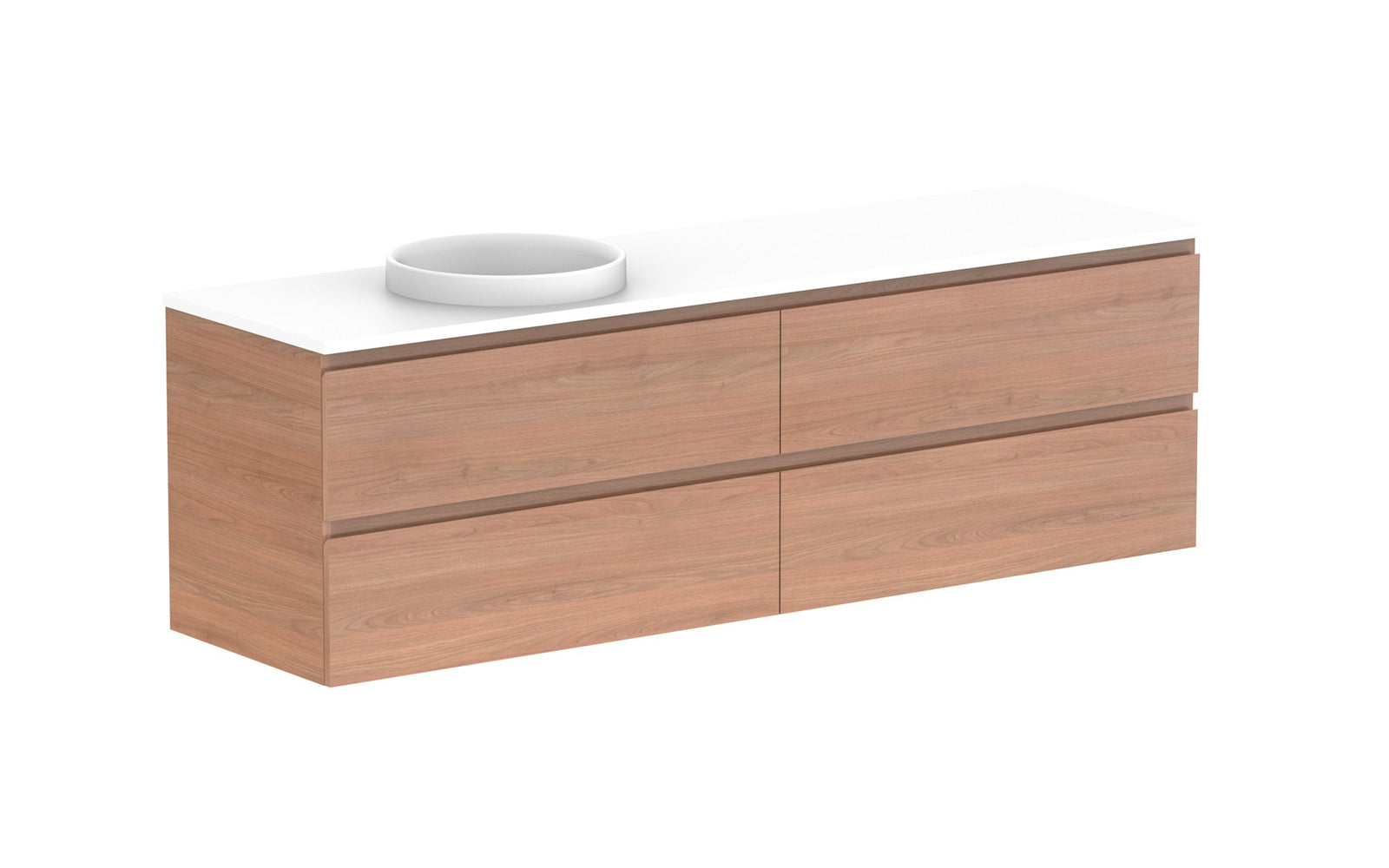 ADP Glacier Full Depth All-Drawer Twin Wall Hung Vanity 1800mm left offset bowl, benchtop