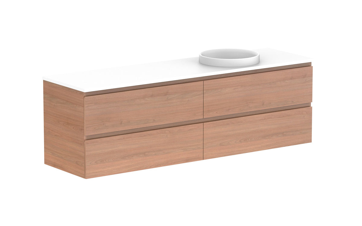 ADP Glacier Full Depth All-Drawer Twin Wall Hung Vanity 1800mm right offset bowl, benchtop