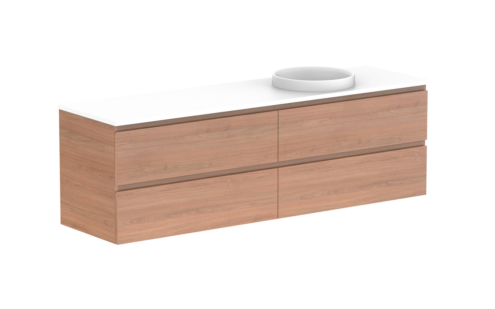 ADP Glacier Full Depth All-Drawer Twin Wall Hung Vanity 1800mm right offset bowl, benchtop