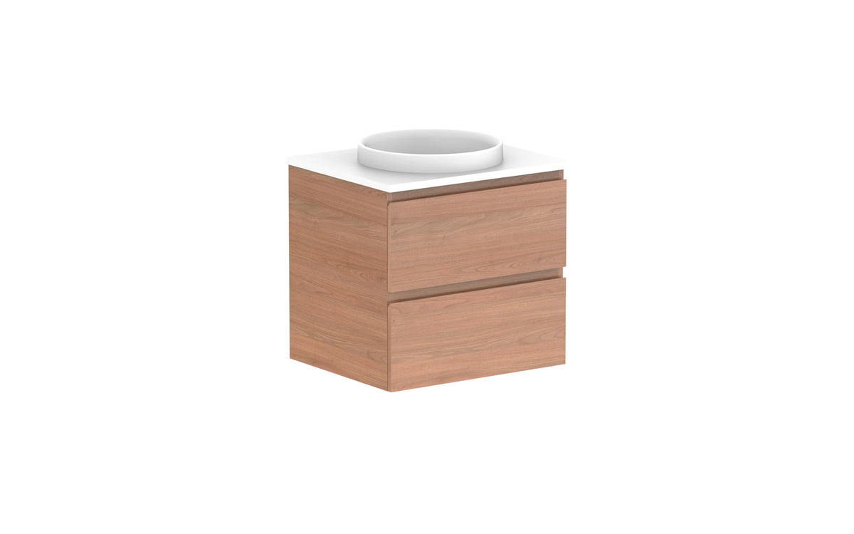 ADP Glacier Full Depth All-Drawer Twin Wall Hung Vanity 600mm centre bowl, benchtop