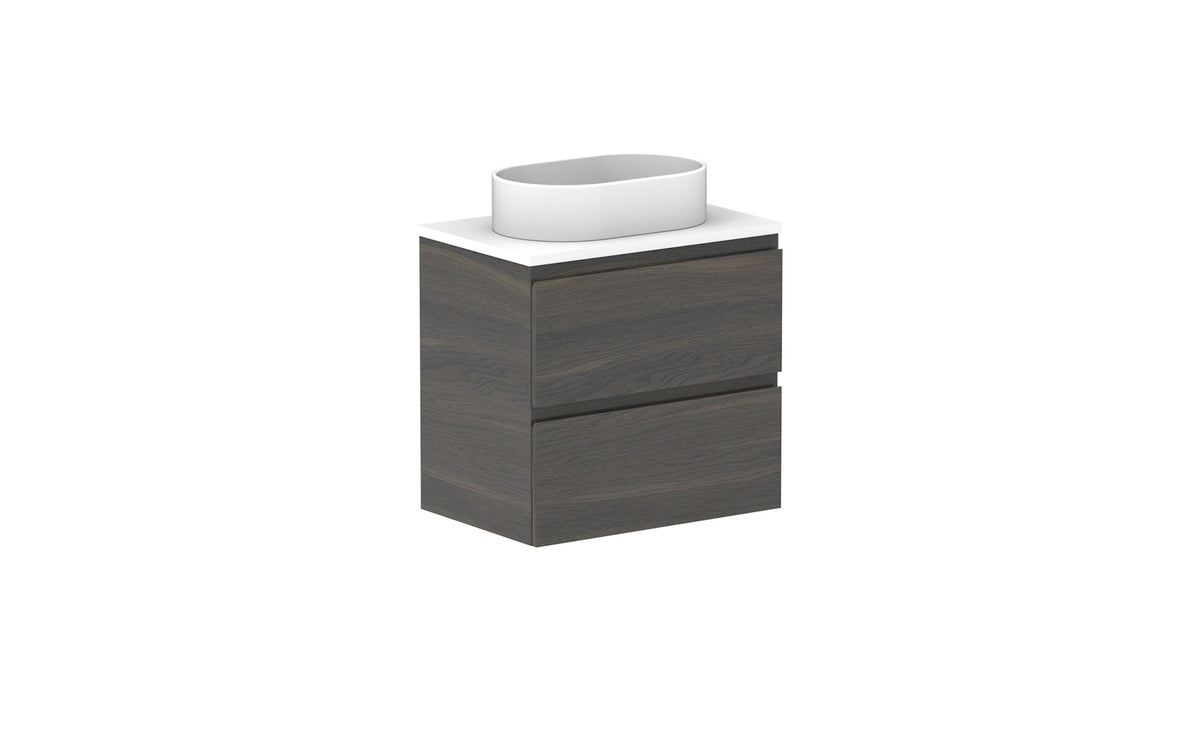 ADP Glacier Ensuite All-Drawer Twin Wall Hung Vanity 600mm centre bowl, benchtop
