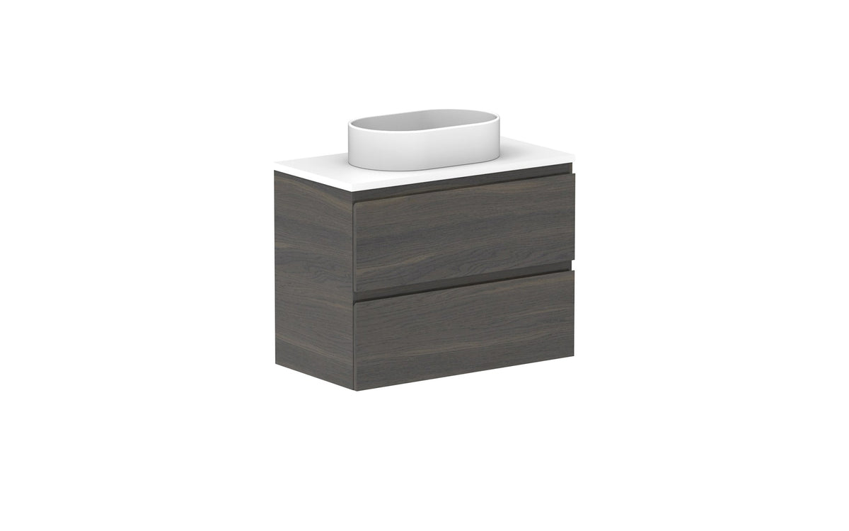 ADP Glacier Ensuite All-Drawer Twin Wall Hung Vanity 750mm centre bowl, benchtop