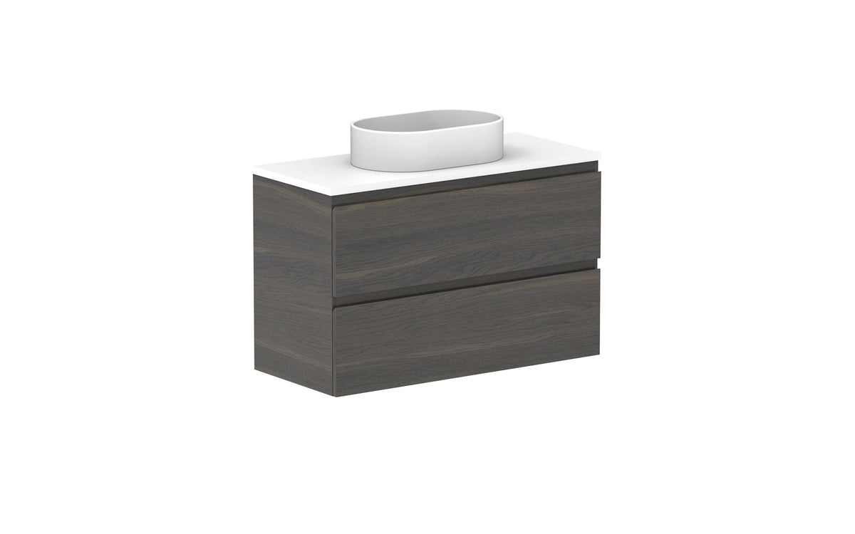 ADP Glacier Ensuite All-Drawer Twin Wall Hung Vanity 900mm centre bowl, benchtop