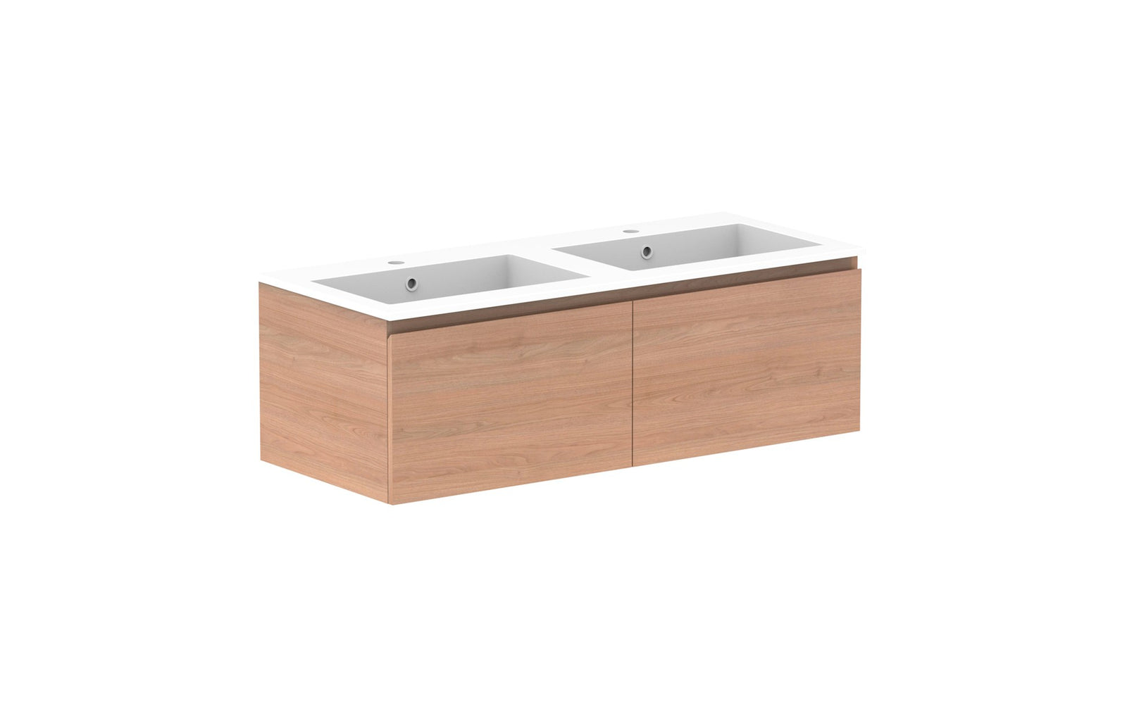 ADP Glacier Full Depth All-Drawer Slim Wall Hung Vanity 1200mm double bowl, cast marble top