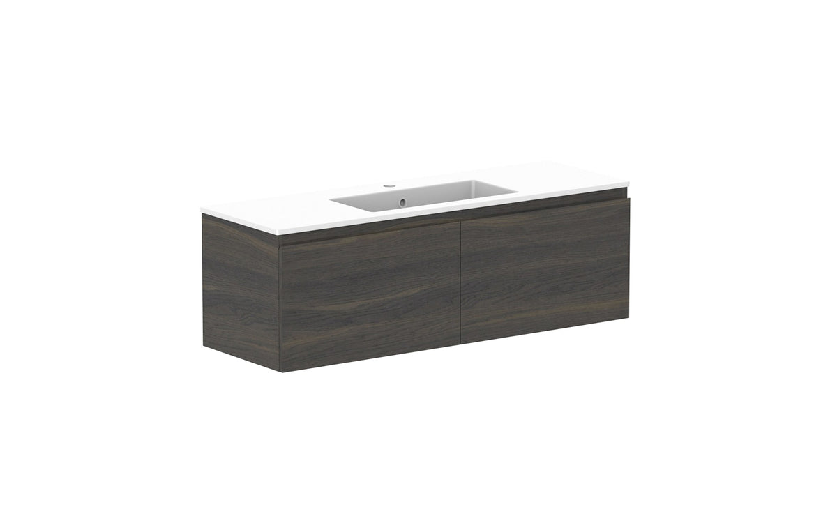 ADP Glacier Ensuite All-Drawer Slim Wall Hung Vanity 1200mm, cast marble top