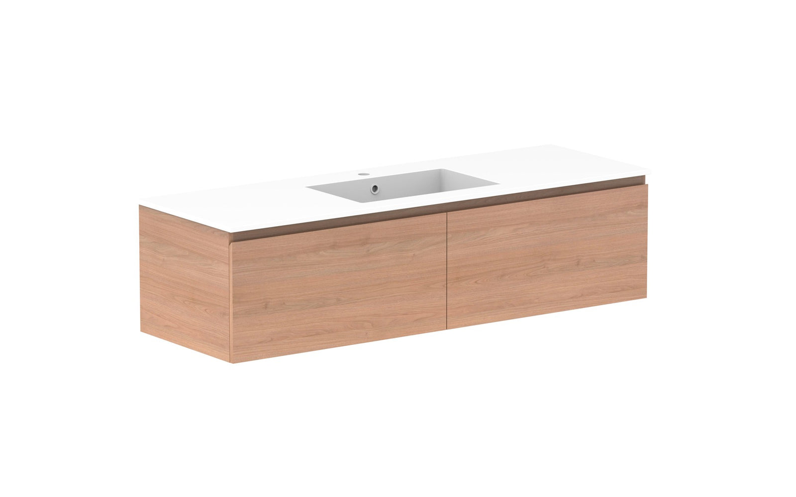 ADP Glacier Full Depth All-Drawer Slim Wall Hung Vanity 1500mm centre bowl, cast marble top