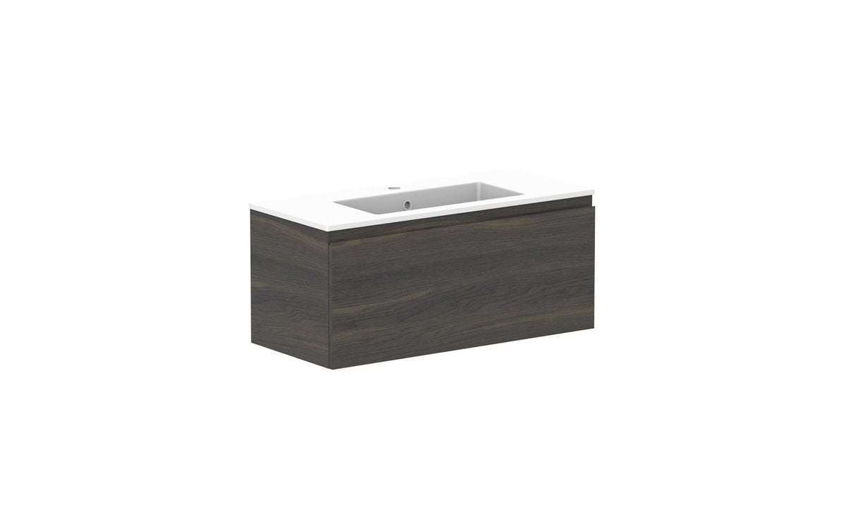 ADP Glacier Ensuite All-Drawer Slim Wall Hung Vanity 900mm, cast marble top