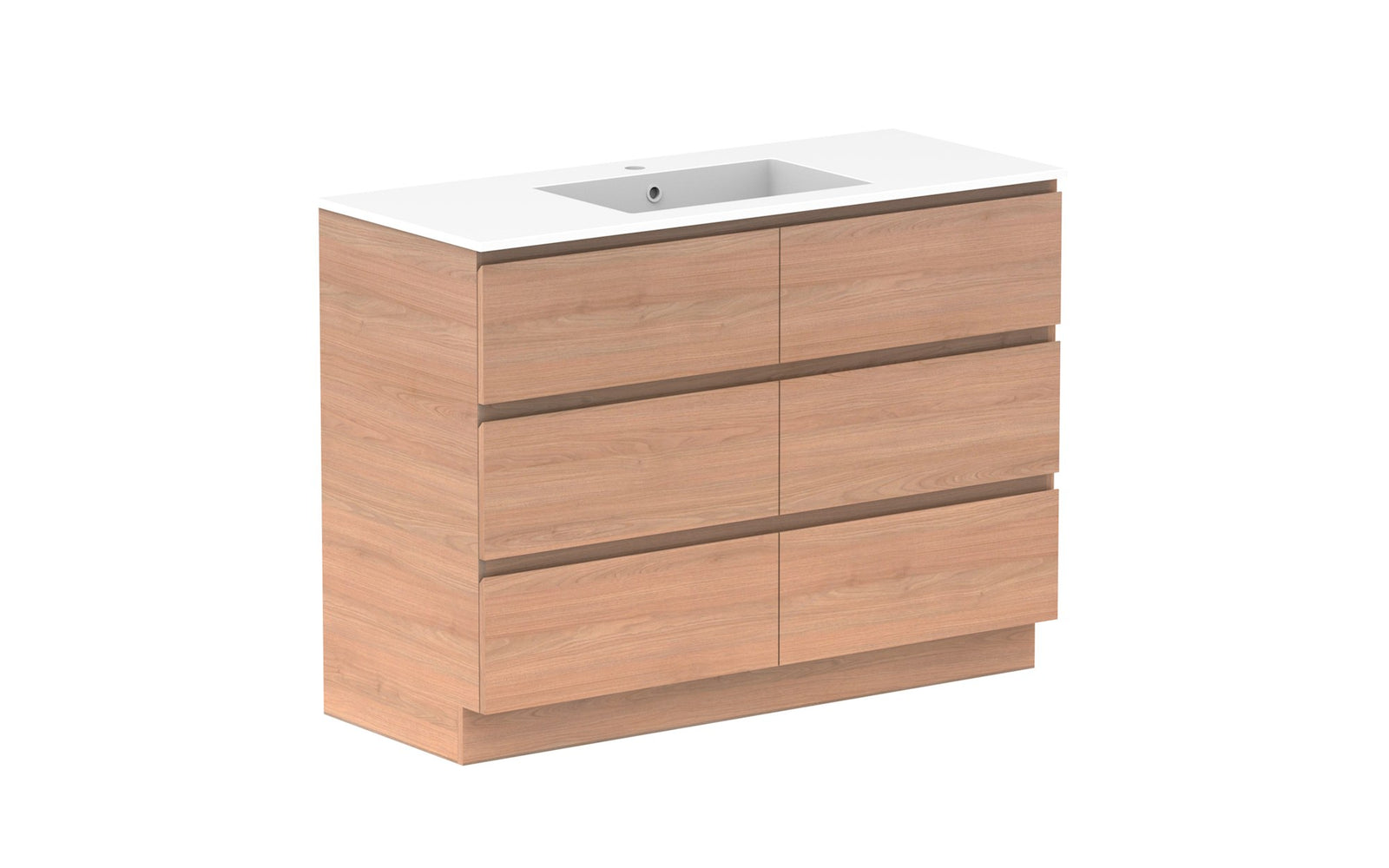 ADP Glacier Full Depth All-Drawer Trio Floor Mount Vanity 1200mm centre bowl, cast marble top