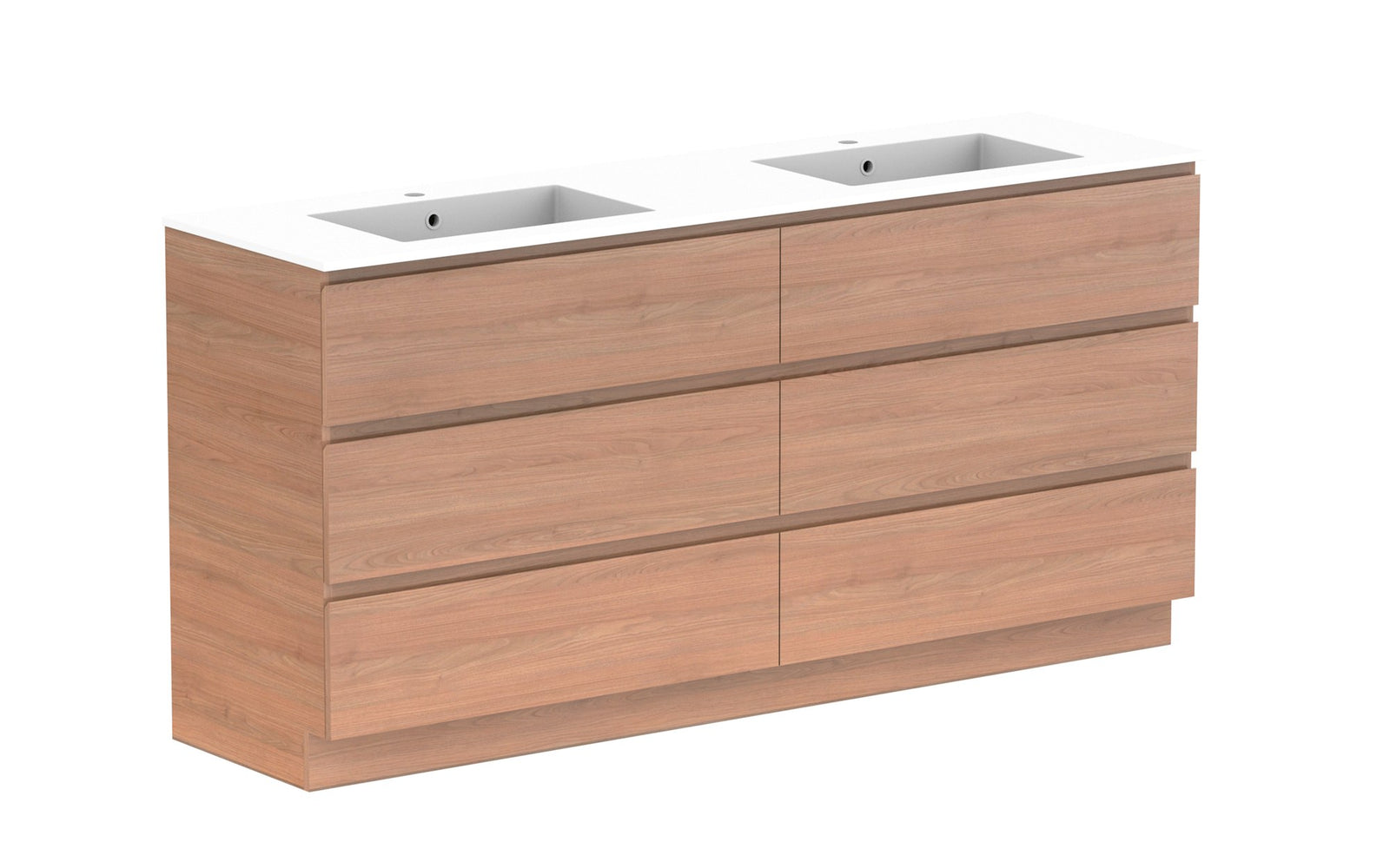 ADP Glacier Full Depth All-Drawer Trio Floor Mount Vanity 1800mm double bowl, cast marble top