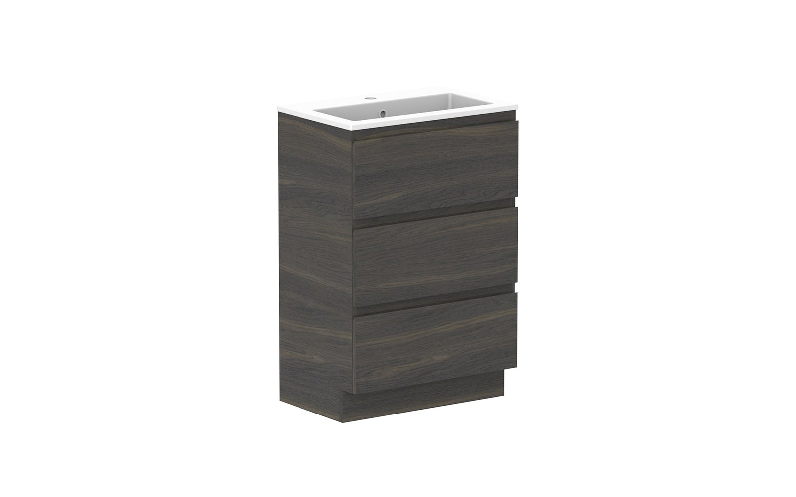 ADP Glacier Ensuite All-Drawer Trio Floor Mount Vanity 600mm, cast marble top