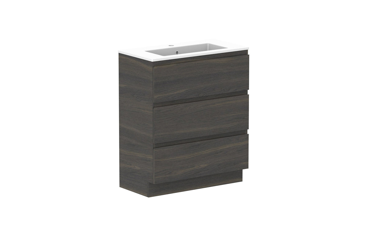 ADP Glacier Ensuite All-Drawer Trio Floor Mount Vanity 750mm, cast marble top